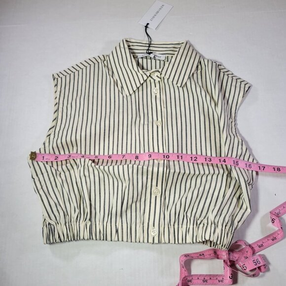 WeWoreWhat Striped Cropped Casual Button-Up Collared Shirt Size Small - Picture 8 of 9